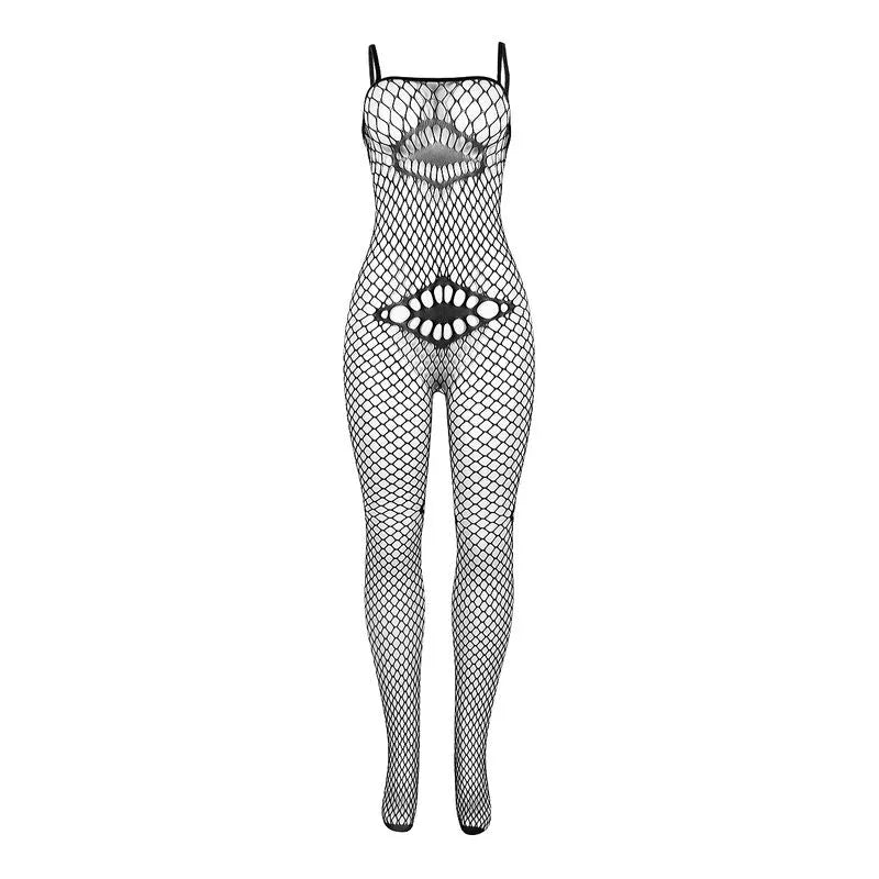 Combinaison résille noire Subblime femme, ajustement confortable, détails sensuels, nylon élasthanne, soirées intimes.