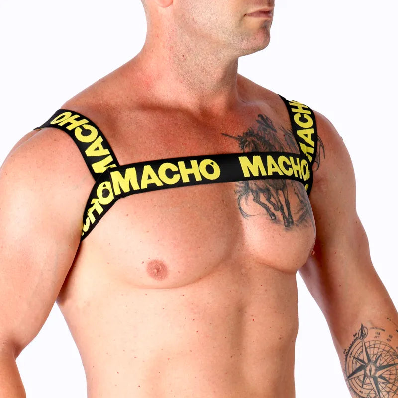 harnais double élastique ajustable jaune confort élégant tendance polyvalent ergonomique réglable tailleunique résistant durable flexible maintien silhouette moderne audacieux