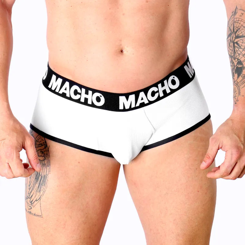 Slip Homme Blanc Lycra Confort Respirabilité Coupe Classique Rehaussement Genital