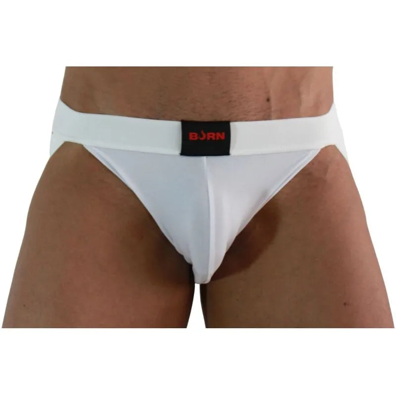 Jockstrap blanc BURN 007 en lycra, design audacieux avec ceinture élastique, confort et style pour homme.