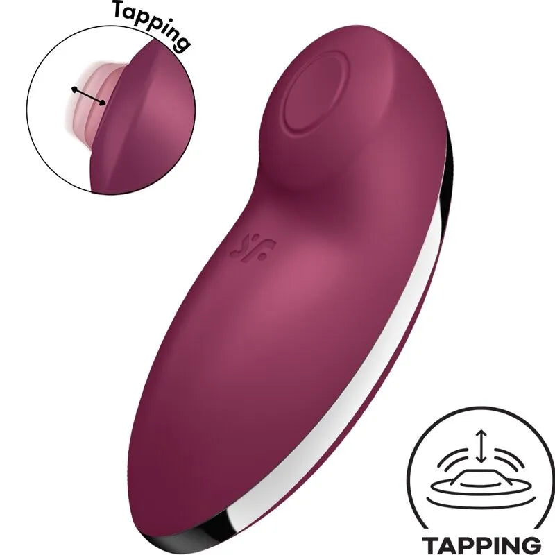 Vibromasseur silicone doux rouge 11 programmes vibrations tapotements étanche rechargeable