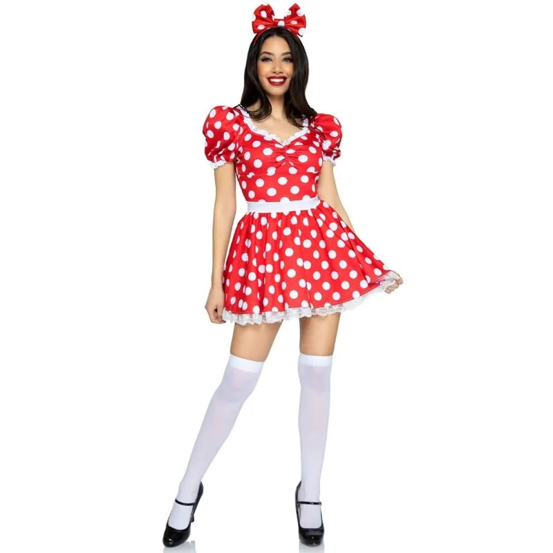 robe rétro à pois rouges et blancs pour soirées thème féminines