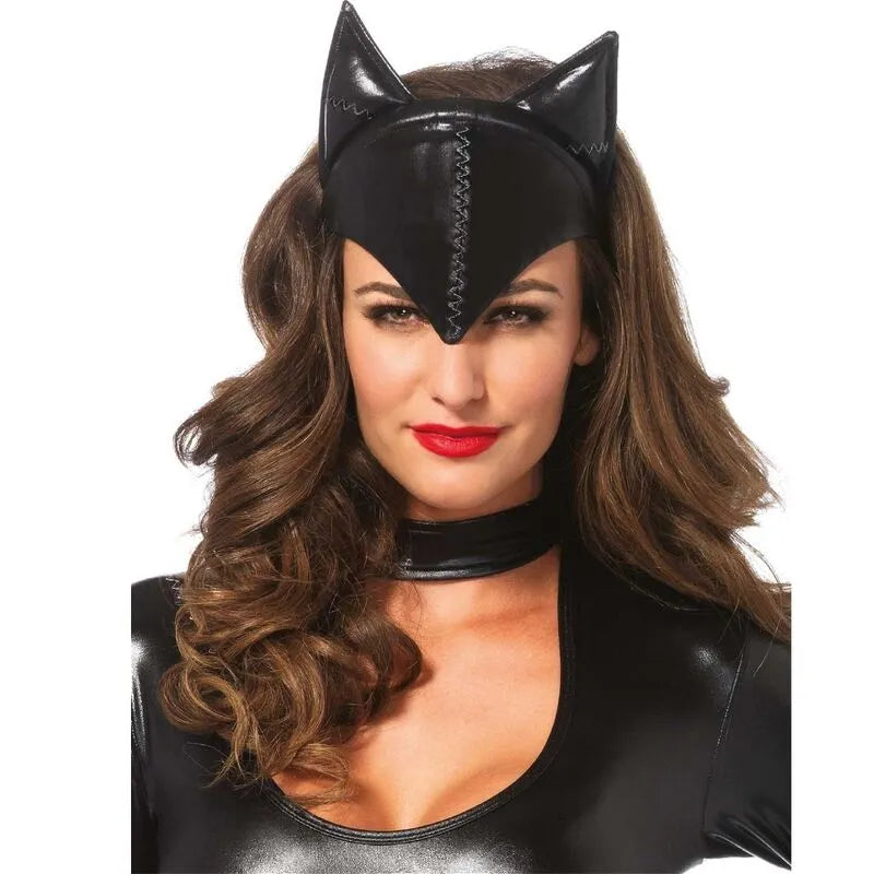 masque femme fatale noir séduisant mystérieux félin élégant flexible confortable extensible polyester élasthanne ajustable soirée Halloween costume sensuel