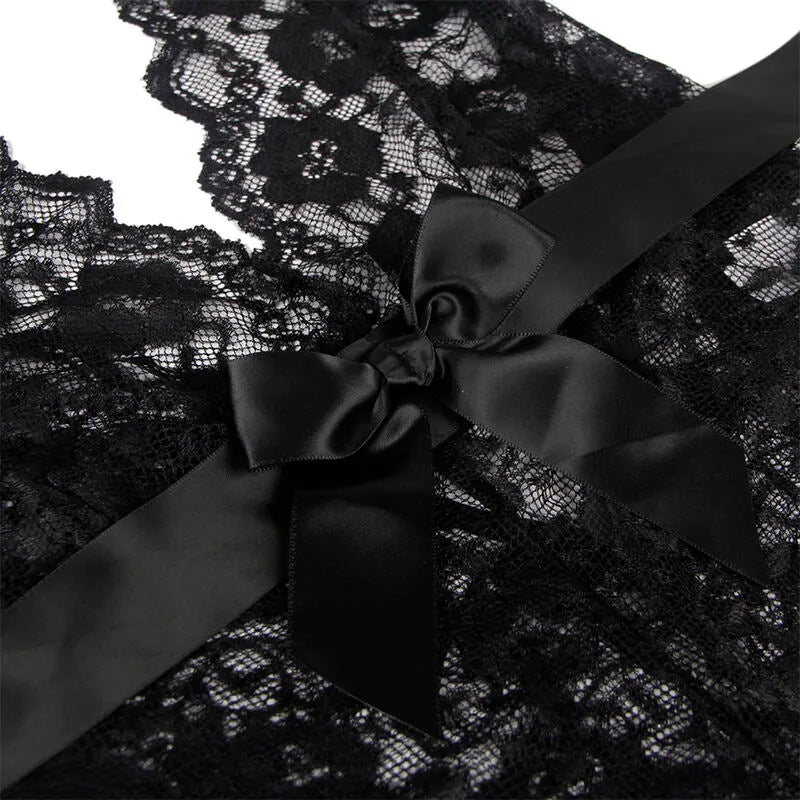 Body noir à volants Subblime, dentelle élégante, grande taille, design séduisant et confortable, lingerie féminine USA.