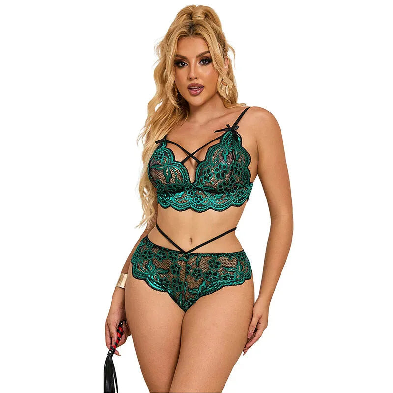 lingerie femme sexy confortable dentelle verte grande taille Subblime soutien gorge culotte ajustement impeccable raffiné américaine