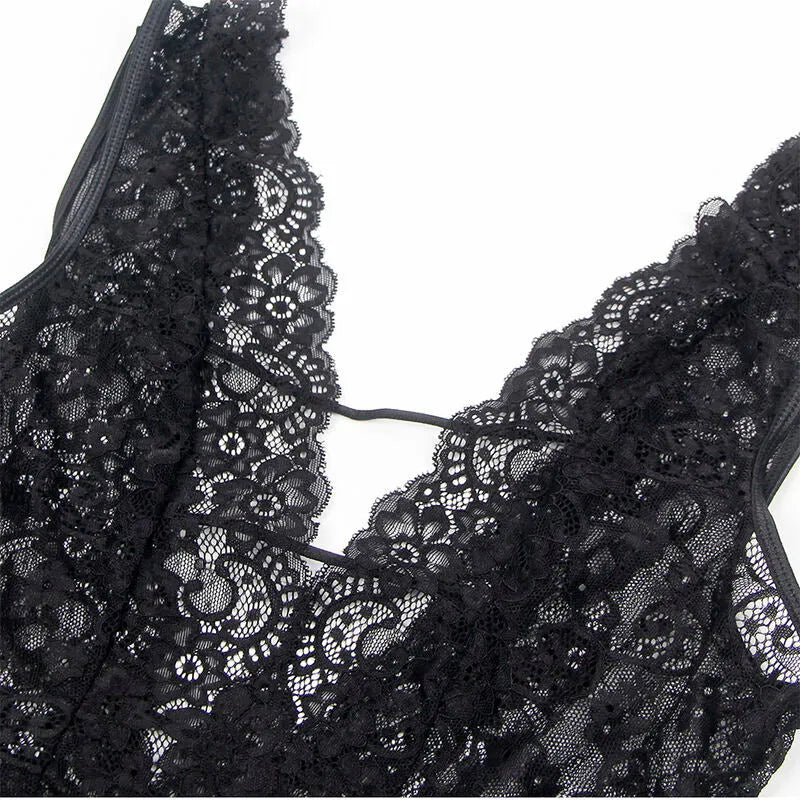 Body noir en dentelle porte-jarretelles, grande taille, élégant et séduisant, microfibre douce, ajustement flatteur.