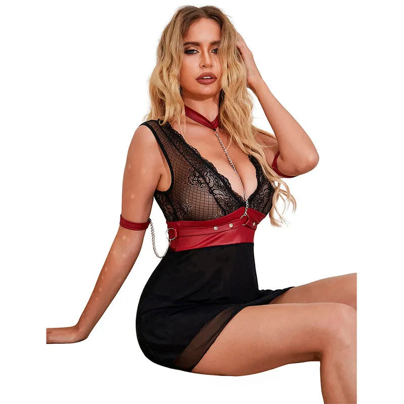 Subblime lingerie sexy haute qualité confort robe bondage dentelle noire grande taille