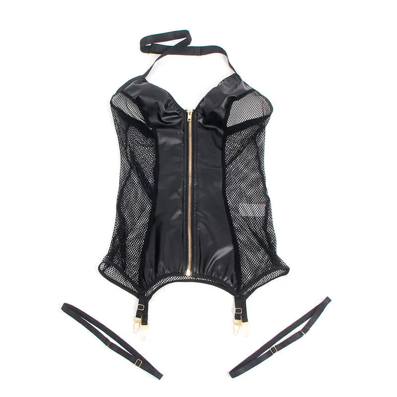 sexy robe lingerie maille cuir noir Subblime grande taille voluptueuse séduisante élégante confortable qualité supérieure coupe flatteuse soirée intime glamour