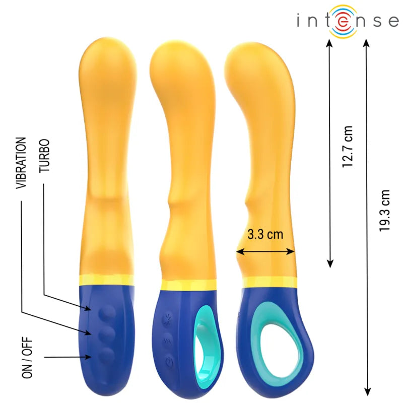 vibromasseur point G ergonomique jaune silicone hypoallergénique vibrations réglables étanche