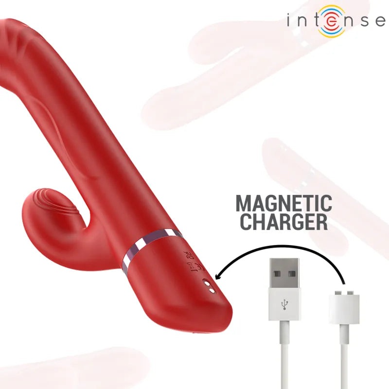 Vibromasseur multifonction silicone médical rotation oscillation stimulation étanche rechargeable rouge