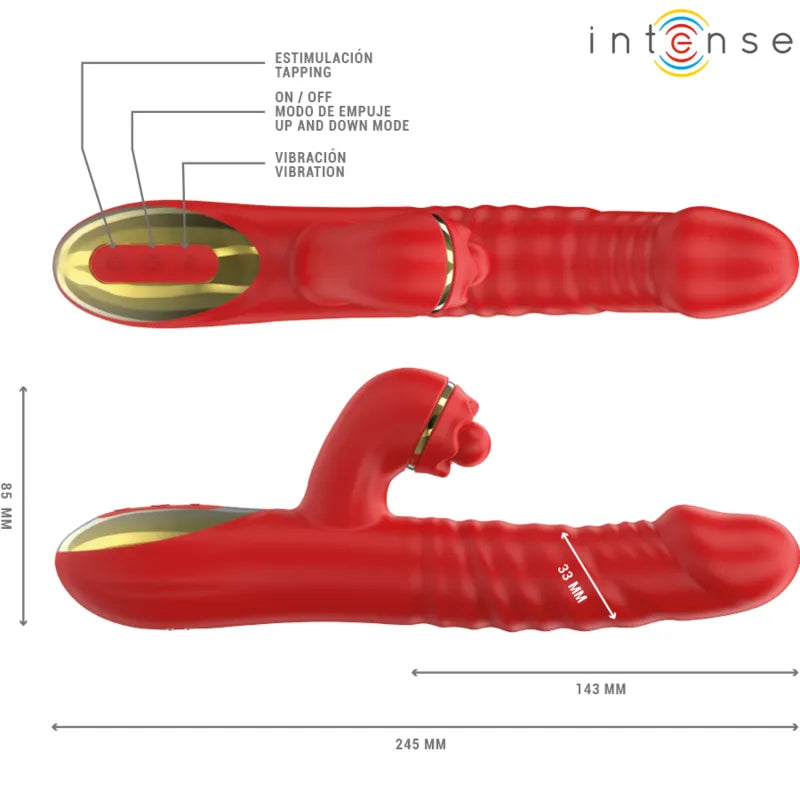 Vibromasseur multifonction silicone médical rouge étanche rechargeable orgasmes intenses