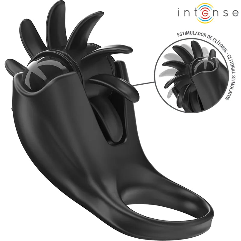 anneau vibrant silicone noir dix modes vibrations stimulation clitoridienne ergonomique étanche rechargeable hypoallergénique moteur silencieux discret