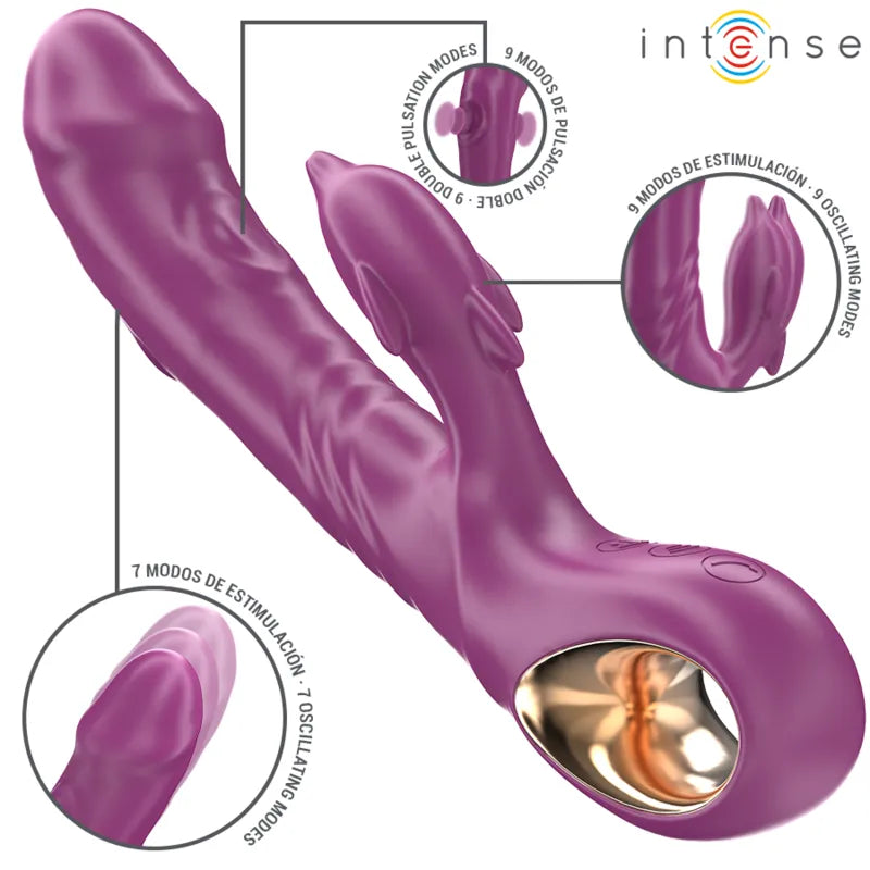 Vibrateur multifonction dauphin violet stimulation clitoridienne silicone hypoallergénique waterproof