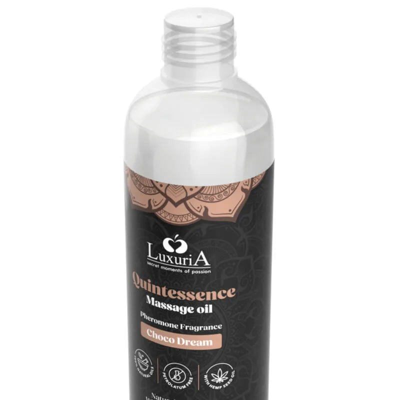 huile massage naturelle chocolat sensuelle hydratante chanvre peaux sensibles bienfaisante nourrissante apaisante sensorielle parfumée enveloppante voluptueuse tactile soyeuse 150ml
