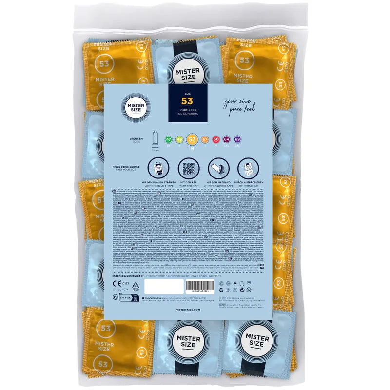 Préservatif ultra-mince ajustement parfait latex naturel taille 53 mm MISTER SIZE