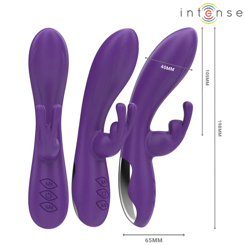 Vibromasseur rabbit violet 10 modes silicone ABS étanche rechargeable RANDALL INTENSE