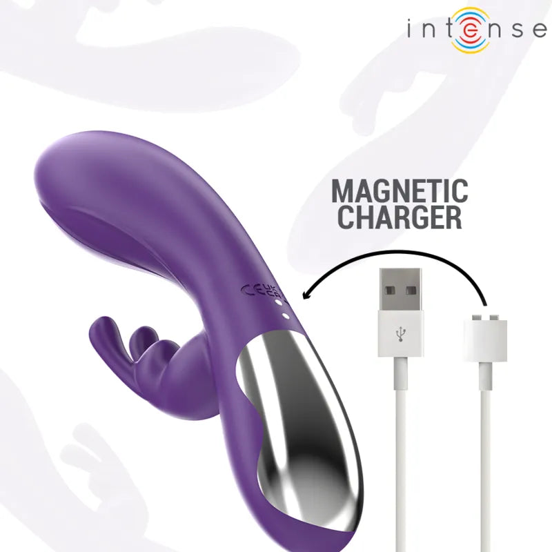 Vibromasseur rabbit violet 10 modes silicone ABS étanche rechargeable RANDALL INTENSE