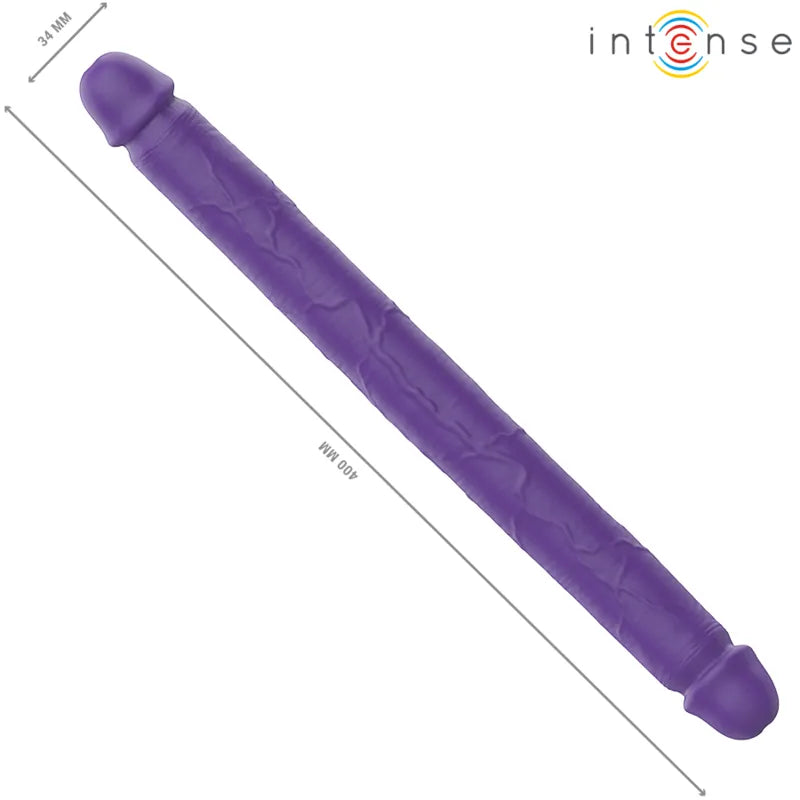 Double gode vibrant violet en silicone, 40cm, télécommande, 7 modes, étanche, stimulation vaginale et anale.