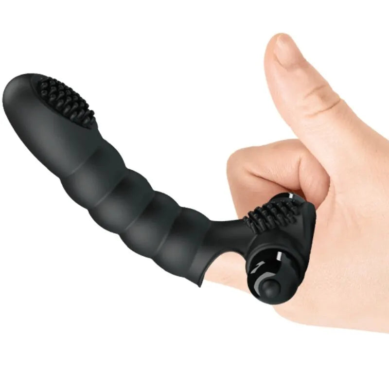 Vibromasseur doigt silicone noir 10 vibrations stimulation intime agile