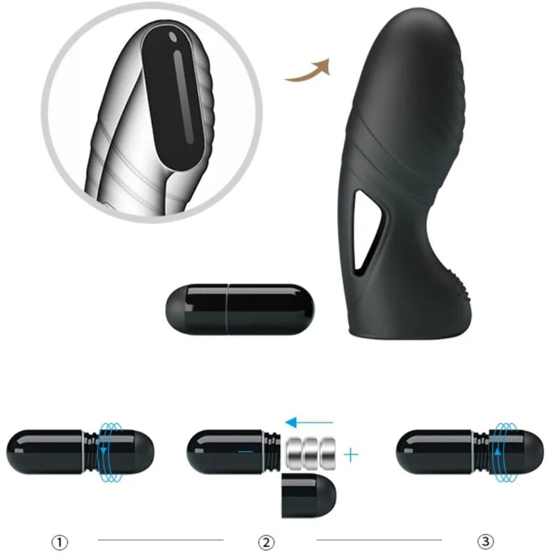 Vibromasseur doigt silicone noir stimulation clitoridienne jeux couple mamelons