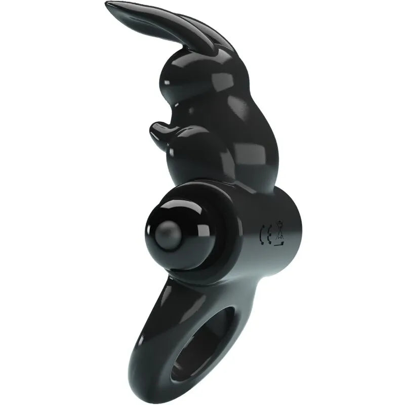 Anneau pénien vibrant noir, oreilles lapin, stimulation clitoridienne, 10 vibrations, ergonomique, thermoplastique souple.