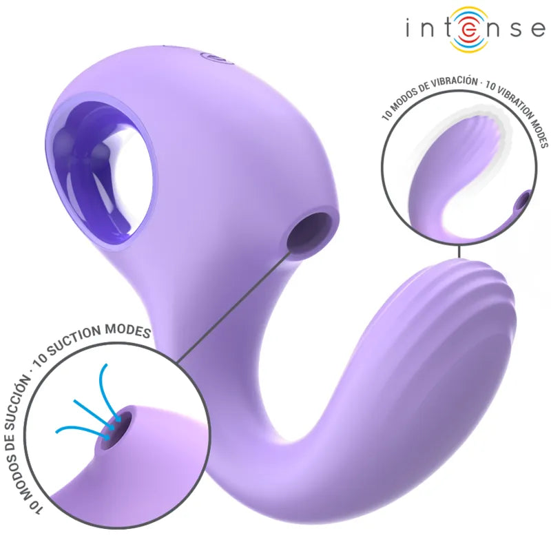 Stimulateur Vibrateur Violet Aspiration Vibration Silicone Étanche Rechargeable
