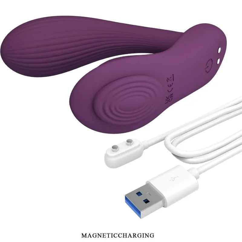 Vibromasseur silicone double moteur violet application mobile contrôle distance
