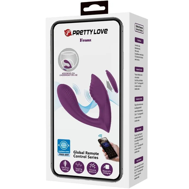 Vibromasseur silicone double moteur violet application mobile contrôle distance