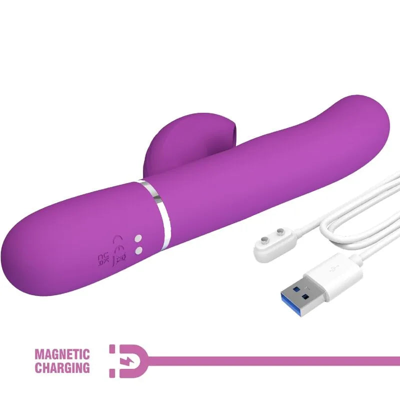 Vibromasseur rabbit multifonction silicone étanche 7 modes USB magnétique