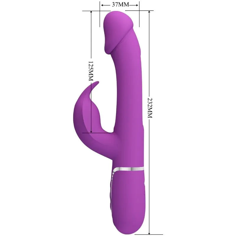 Vibromasseur rabbit rechargeable silicone violet 7 fonctions 4 réglages léchage