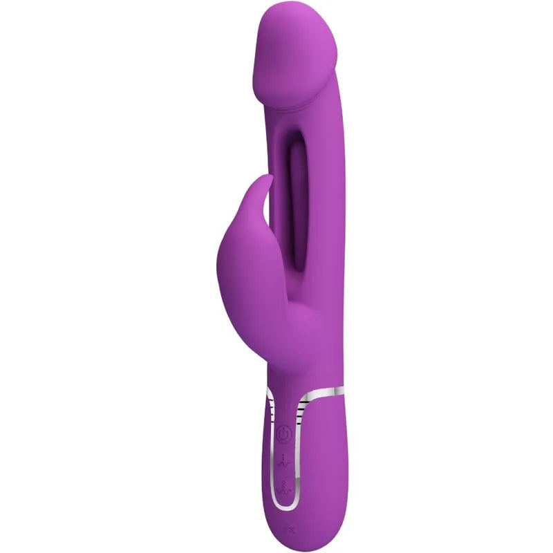 Vibromasseur rabbit rechargeable silicone violet 7 fonctions 4 réglages léchage