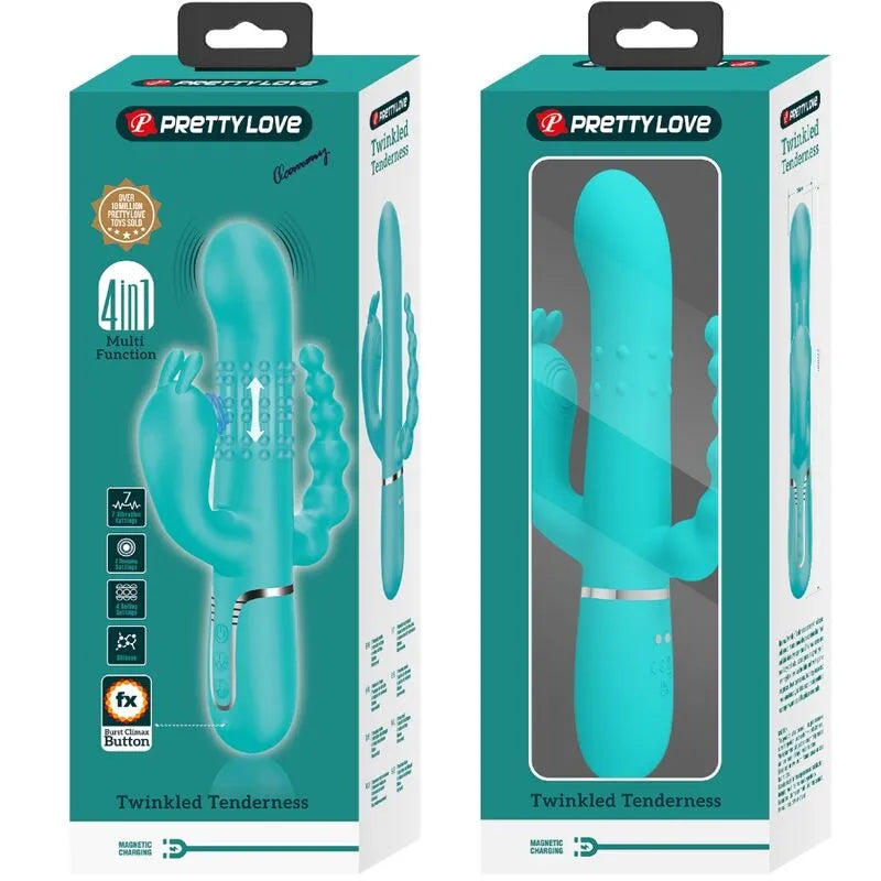 vibromasseur rabbit triple stimulation silicone vibrant rechargeable bleu
