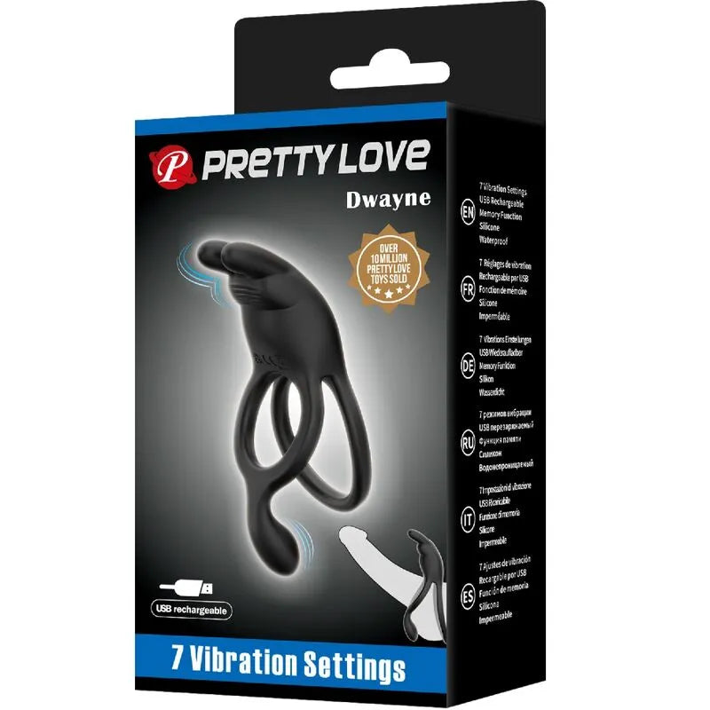 Anneau pénien vibrant noir en silicone, ergonomique, rechargeable USB, stimulation clitoridienne, étanche, 7 fonctions.
