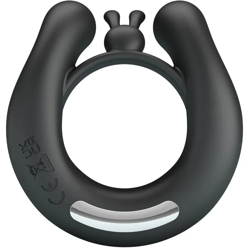 Anneau vibrant noir en silicone, ergonomique, rechargeable USB, 12 modes de vibrations, design élégant et puissant.