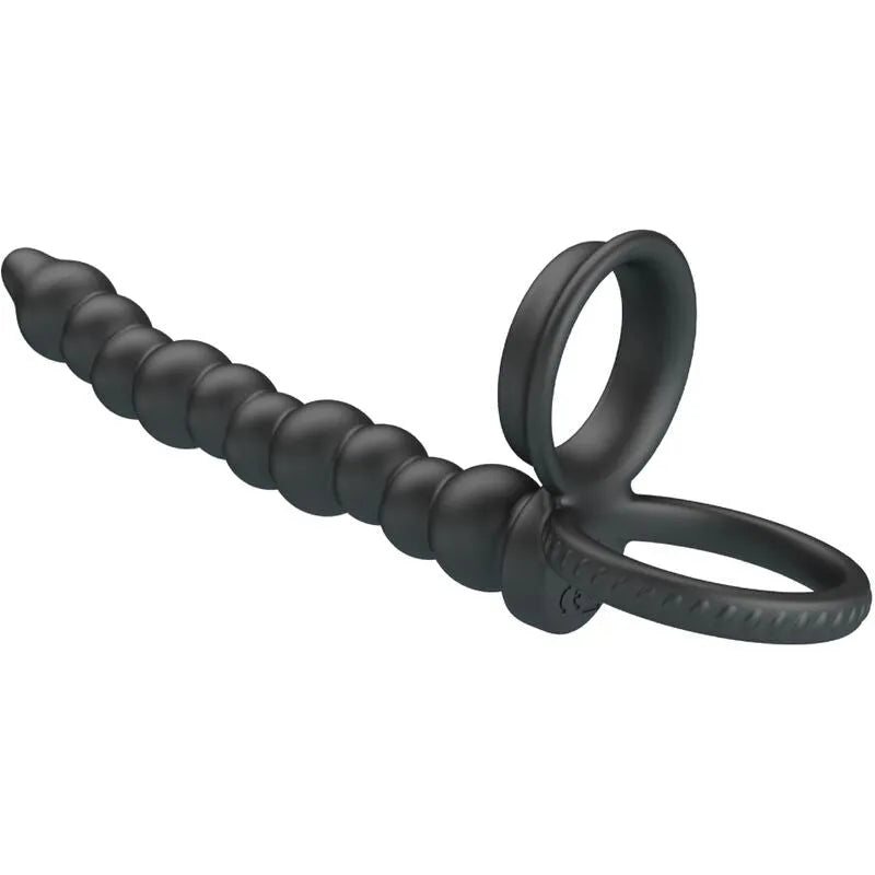 Anneau pénien silicone noir vibrant, double moteurs, 12 modes, ergonomique, stimulation clitoridienne, étanche.