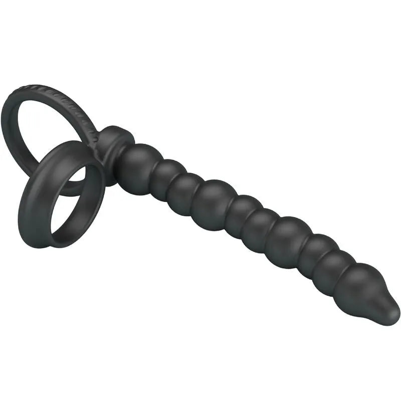 Anneau pénien silicone noir vibrant, double moteurs, 12 modes, ergonomique, stimulation clitoridienne, étanche.
