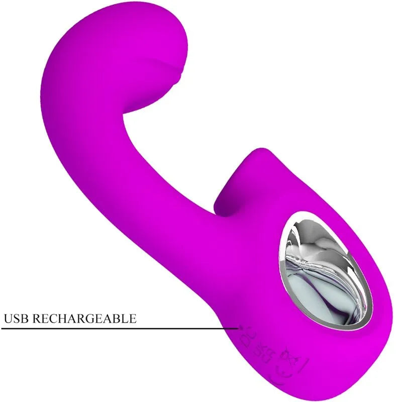 Vibromasseur silicone médical 10 vibrations 10 tapotements rechargeable USB violet