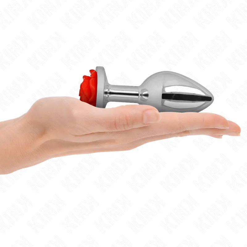 Plug anal métallique rose rouge élégant débutants connaisseurs acier inoxydable hypoallergénique