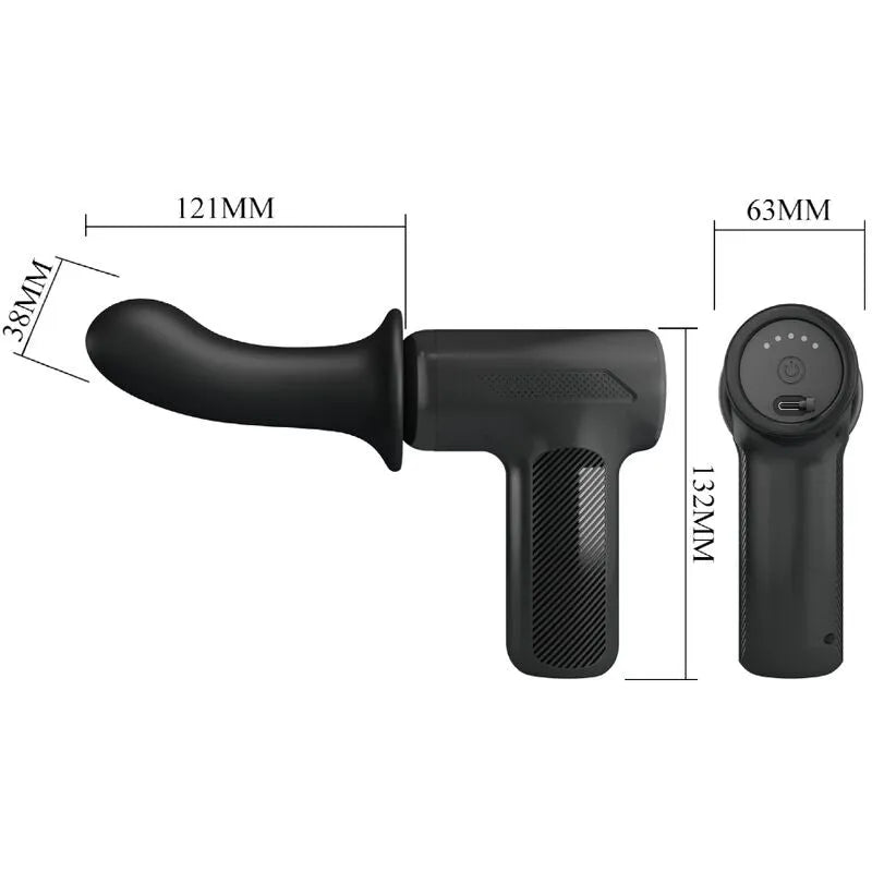 pistolet massage super puissant silicone 5 réglages noir USB Type-C