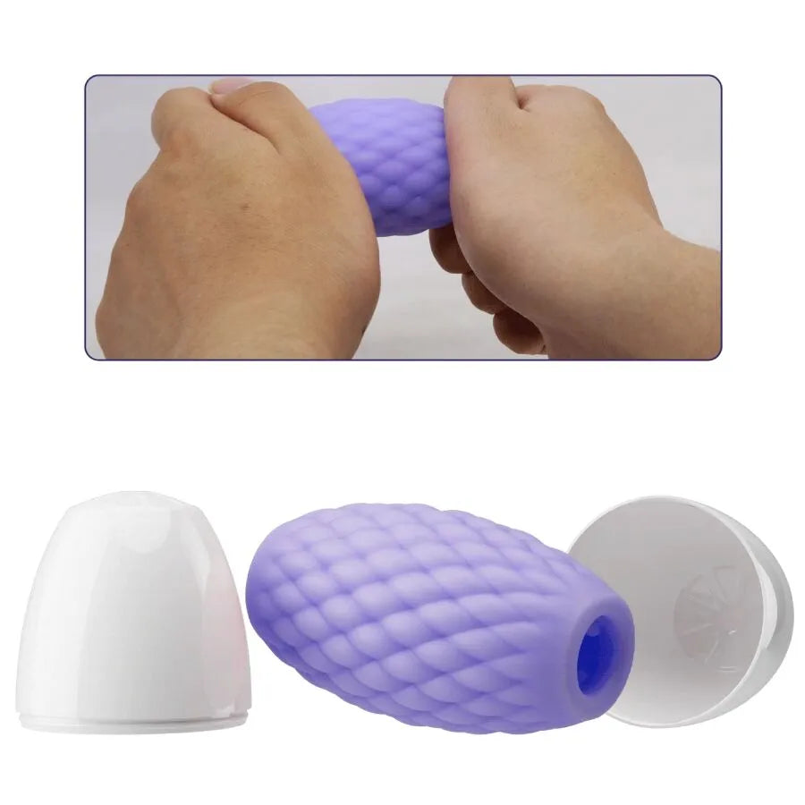 masturbateur homme compact étanche double entrée texture adhérente élastomère thermoplastique souple durable discret nomade nettoyage hygiénique stimulation intense