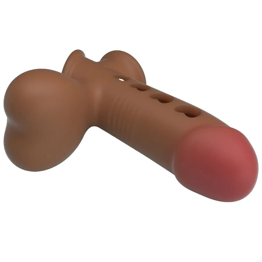 manchon pénien gonflable silicone étanche prolongation éjaculation contrôle sangle testicules airbag stimulation épaisseur universel confortable discret réglable réutilisable