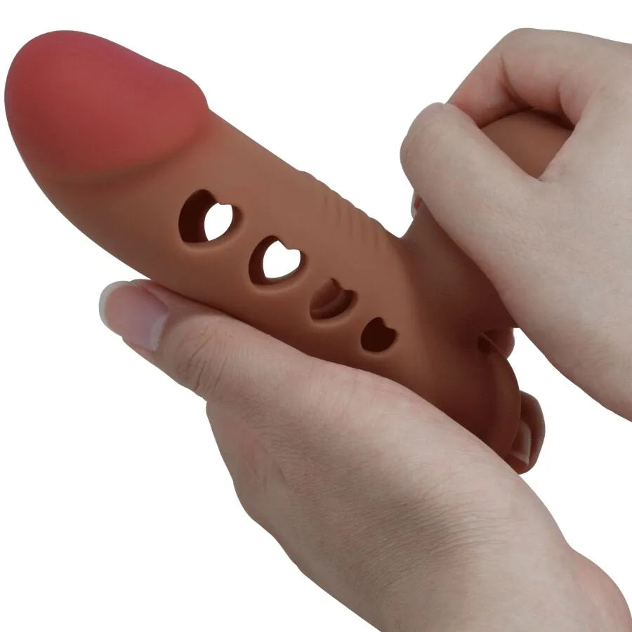 manchon pénien gonflable silicone étanche prolongation éjaculation contrôle sangle testicules airbag stimulation épaisseur universel confortable discret réglable réutilisable
