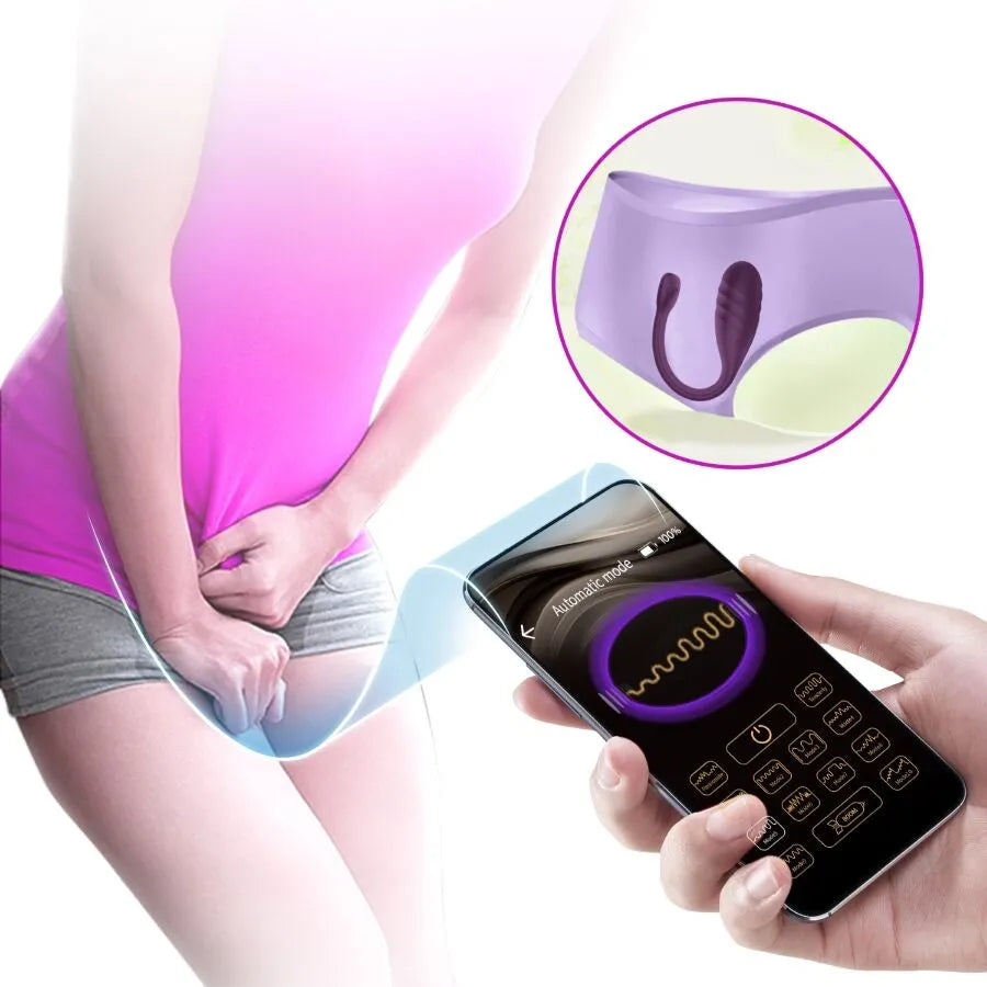 vibromasseur violet contrôle application smartphone silicone 12 modes vibration