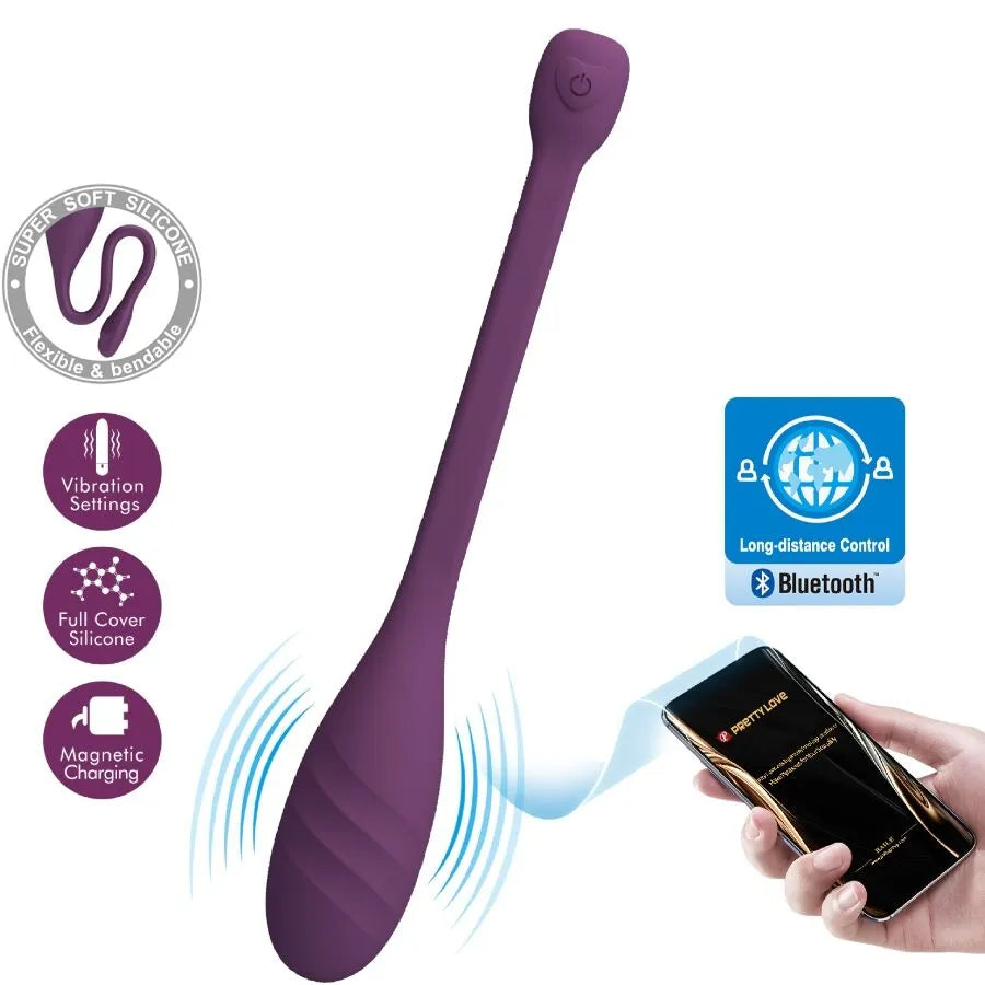 vibromasseur violet contrôle application smartphone silicone 12 modes vibration