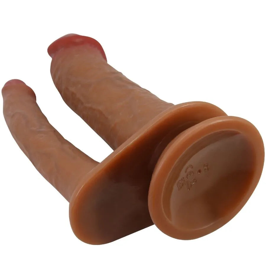 vibromasseur double gode réaliste vibrant rechargeable TPE chair texture douce flexible sept fonctions intensité réglable pénétration simultanée ergonomique