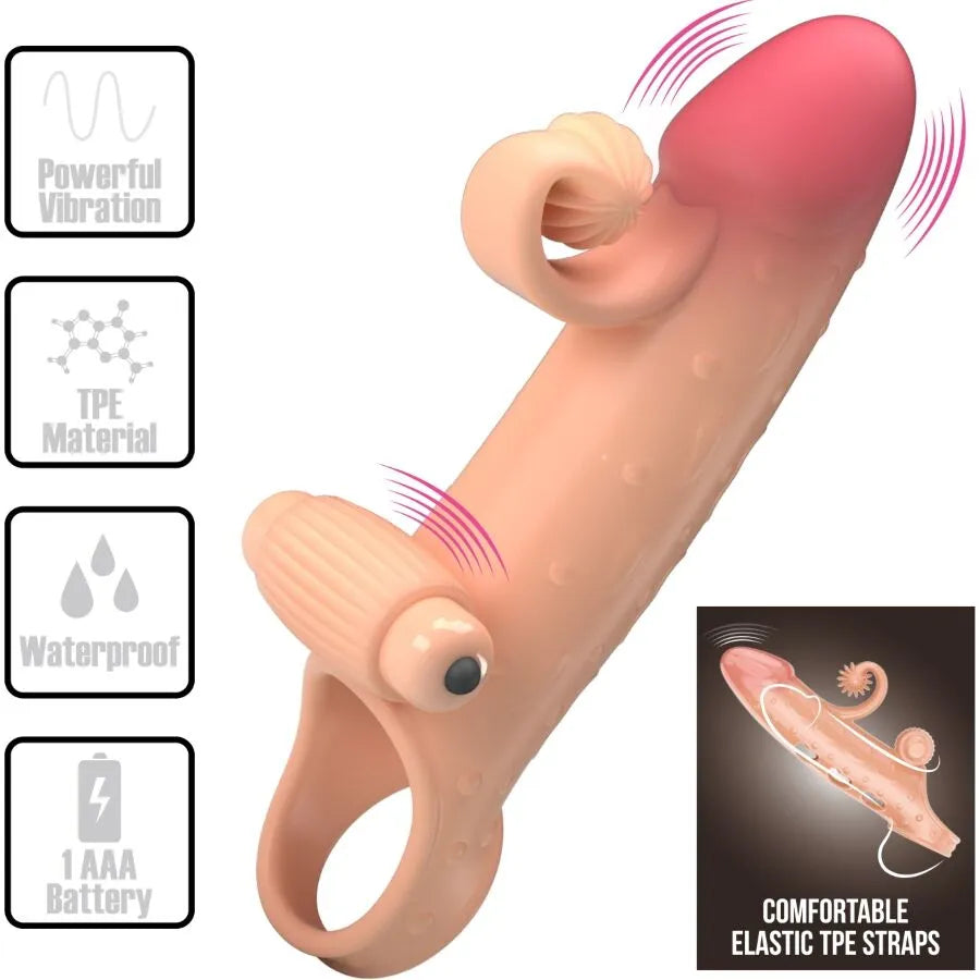 manchon pénis vibrant TPE ultra réaliste extension érection stimulation ajustement sûr tige creuse anneau testiculaire confortable durable rechargeable