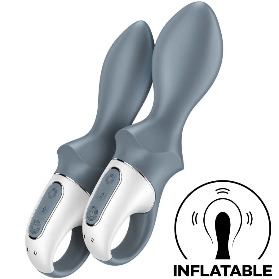 vibromasseur anal gonflable silicone rechargeable 12 vibrations gris pour utilisateurs expérimentés