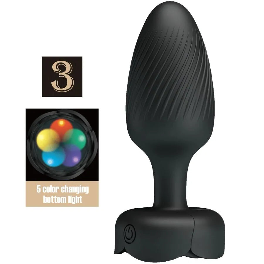 plug anal LED clignotant silicone vibrant chargement magnétique noir