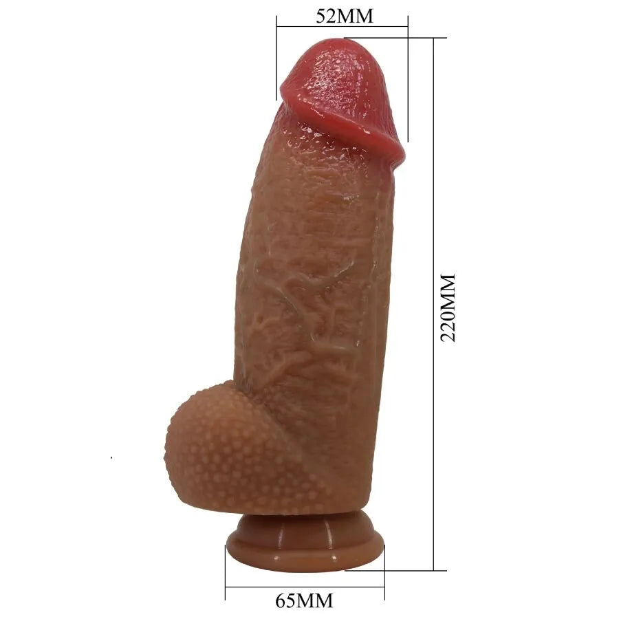 Gode silicone réaliste 22cm veiné, ventouse puissante, texture douce et bulbeuse, couleur chair, stimulation interne.