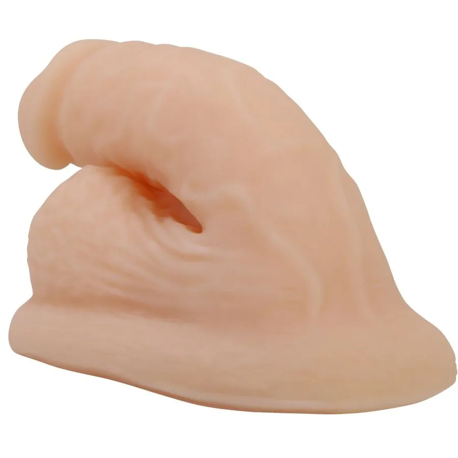 Gode réaliste TPR beige, tête bulbeuse, tige veinée, ventouse puissante, 10 cm, stimulation interne, compatible harnais.